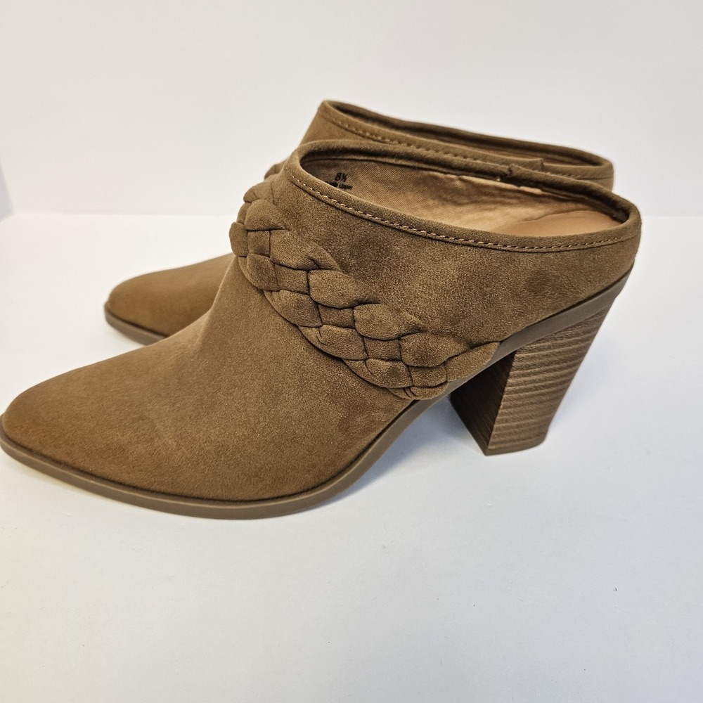 NWT Universal Thread Women's 8.5 Mules Heel 3.5" Brown Casual Or‎ Dressy
